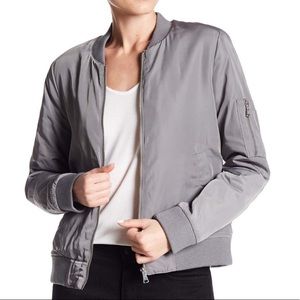 NWT Love Token Faux Fur Lined Bomber Jacket, Grey